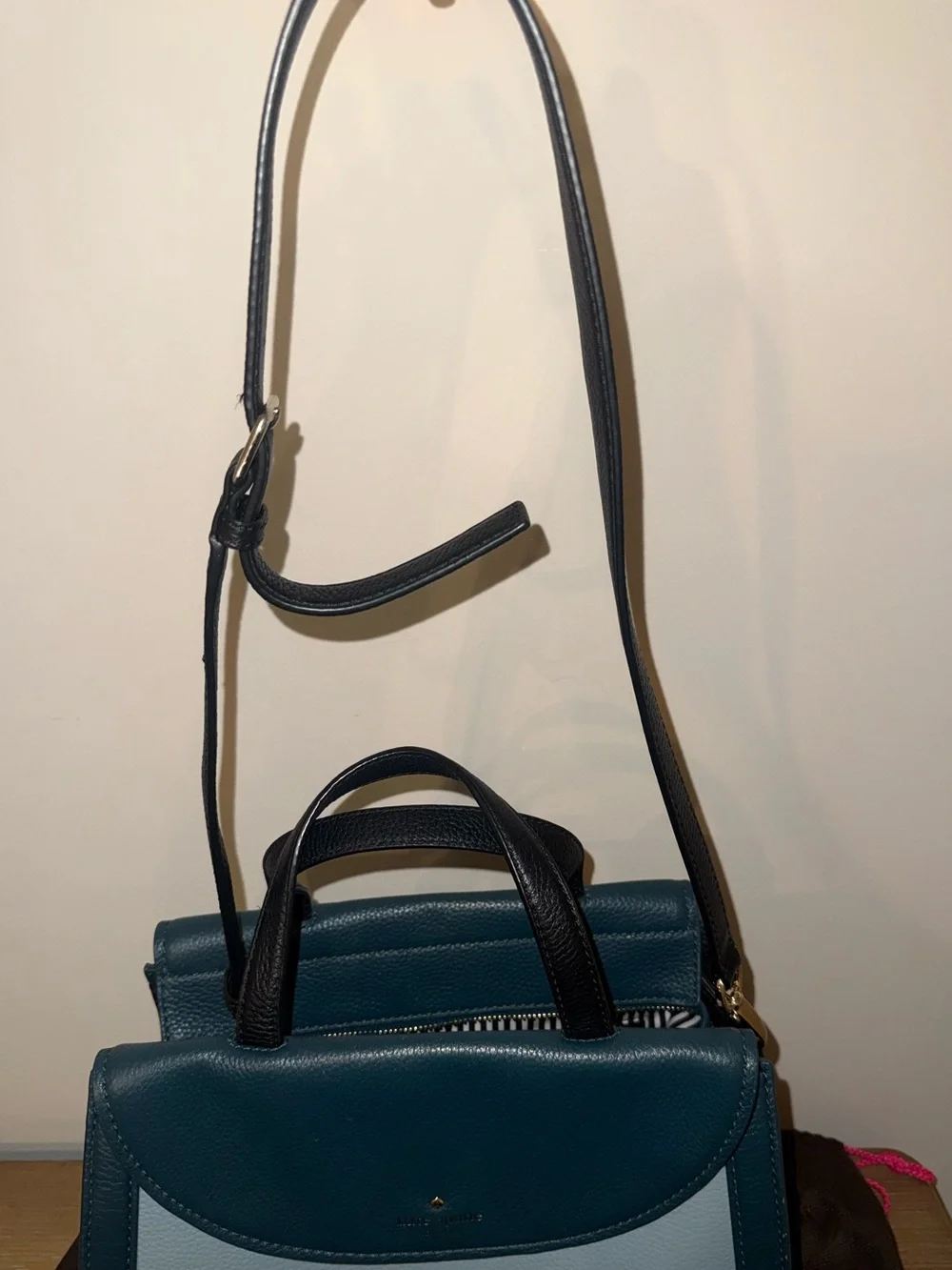 kate spade Two-Tone Teal & Light Blue Leather Satchel crossbody bag